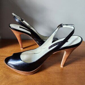 Vintage Y2K Steven by Steve Madden Patent Leather Peep Toe Stiletto Pumps